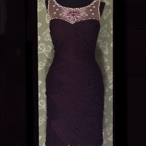 Adrianna Papell Collection Purple Cocktail Dress with Beaded Neckline Size 4